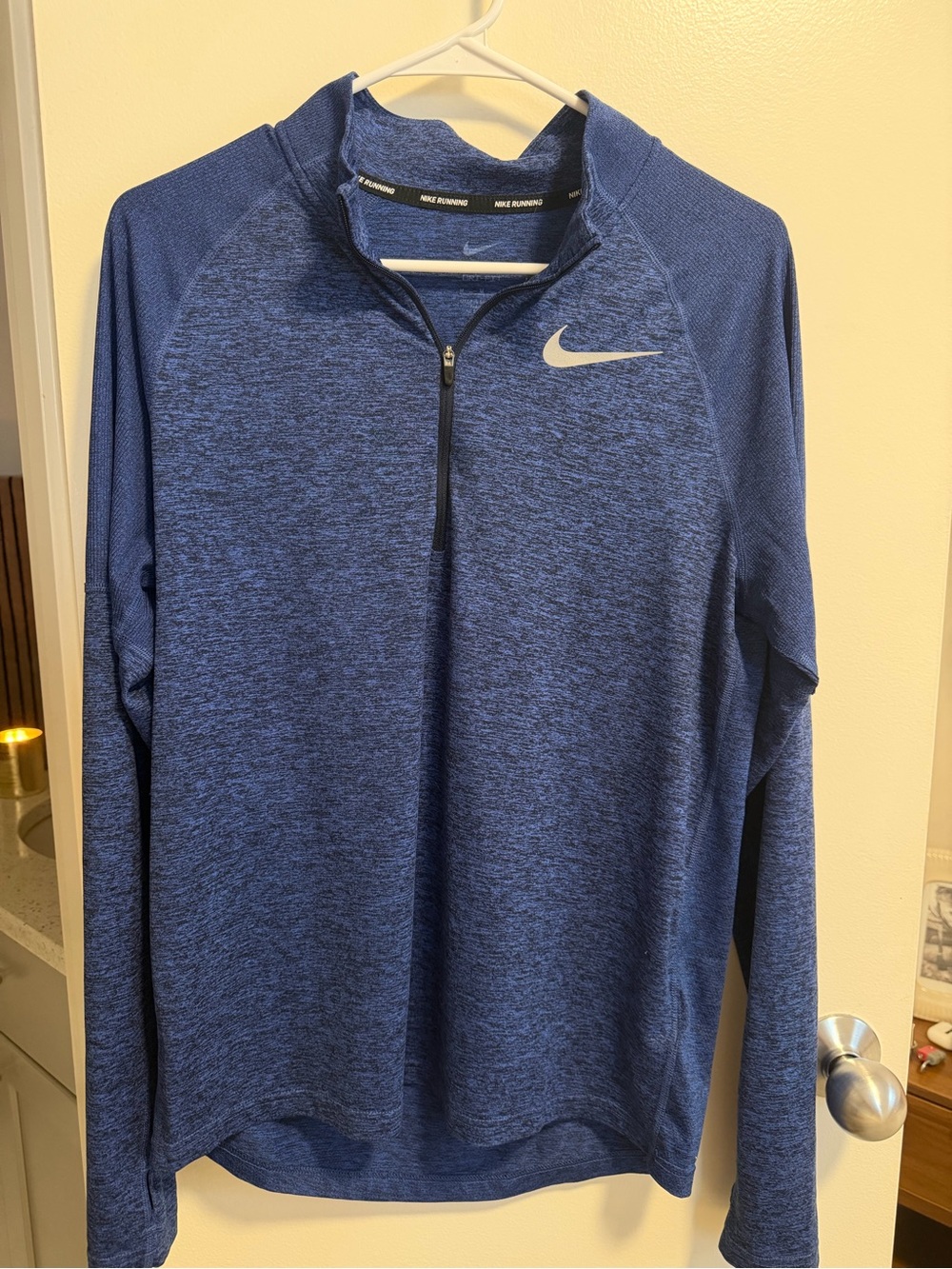 Nike Men's Navy Heather Quarter-Zip Running Pullover